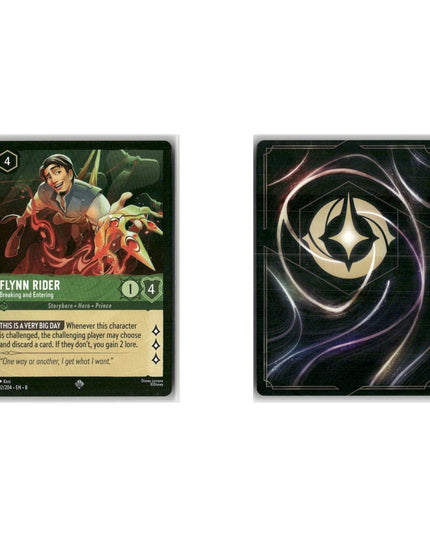 Flynn Rider - Breaking and Entering #102 3 Card Lot Super Rare Disney Lorcana