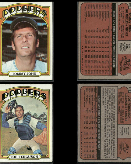 35-Card Lot Vintage 1972 Topps Los Angeles Dodgers | MLB Baseball Trading Cards