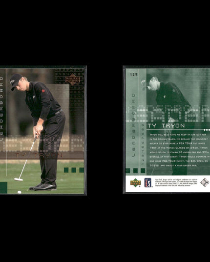 Golf Card Lot (22) Ty Tryon, Sorenstam, Tiger Woods, Howell RCs, Stewart