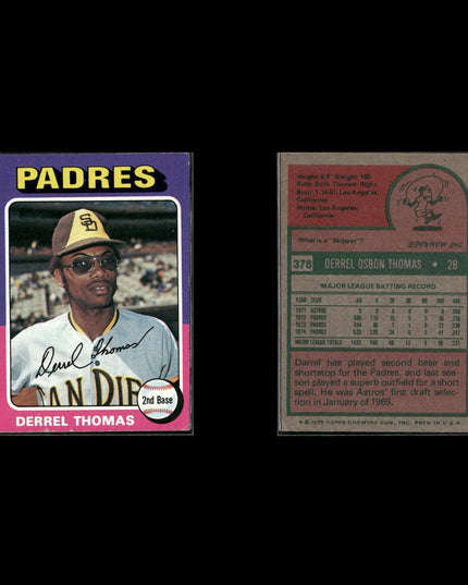 4-Card Lot Vintage 1975 Topps San Diego Padres | MLB Baseball Trading Cards Topps