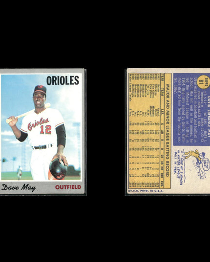8-Card Lot Vintage 1970 Topps Baltimore Orioles | MLB Baseball Trading Cards