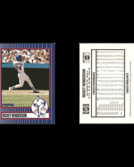 Rickey Henderson 8-Card Lot A’s Pepsi Promo HOF Cards