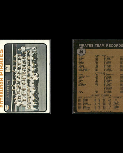 9-Card Lot Vintage 1973 Topps Pittsburgh Pirates | MLB Baseball Trading Cards