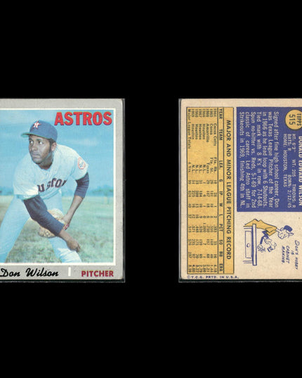 8-Card Lot Vintage 1970 Topps Houston Astros | MLB Baseball Trading Cards Topps