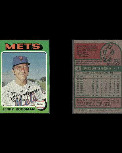 4-Card Lot Vintage 1975 Topps New York Mets | MLB Baseball Trading Cards Topps