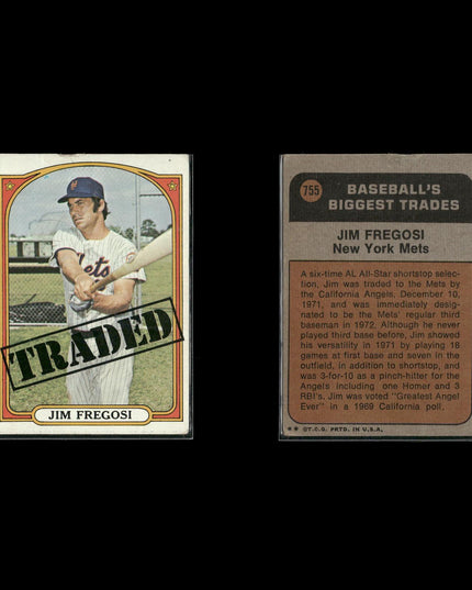 4-Card Lot Vintage 1972 Topps Baseball Traded Set | MLB Baseball Trading Cards