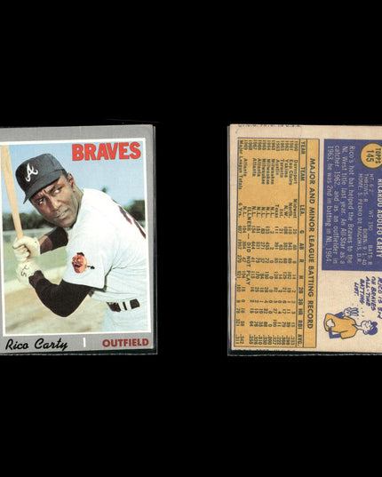 4-Card Lot Vintage 1970 Topps Atlanta Braves | MLB Baseball Trading Cards Topps