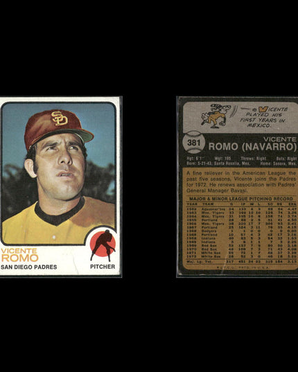 9-Card Lot Vintage 1973 Topps San Diego Padres | MLB Baseball Trading Cards