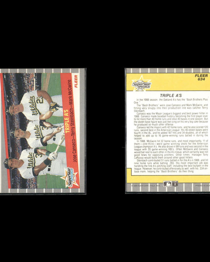 Jose Canseco 15-Card Lot Oakland A’s Bash Brother MVP Power Bat