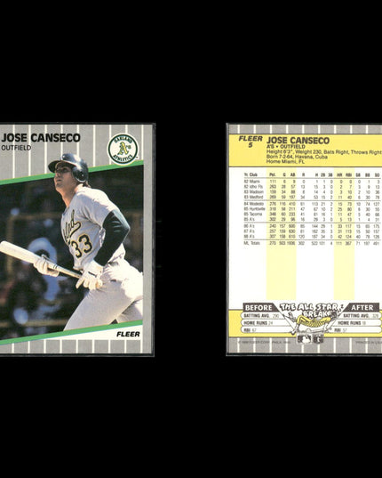 Jose Canseco 15-Card Lot A’s 80s-90s Slugger Collector Cards