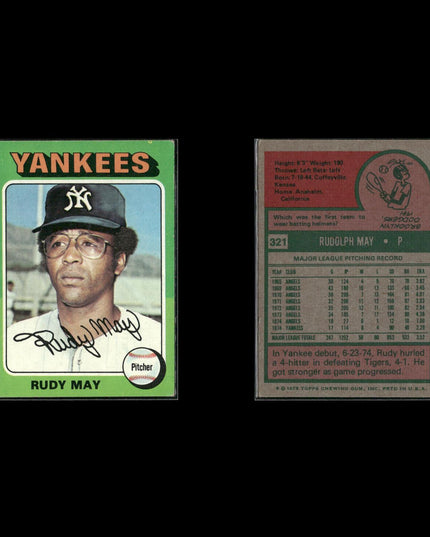 7-Card Lot Vintage 1975 Topps New York Yankees | MLB Baseball Trading Cards