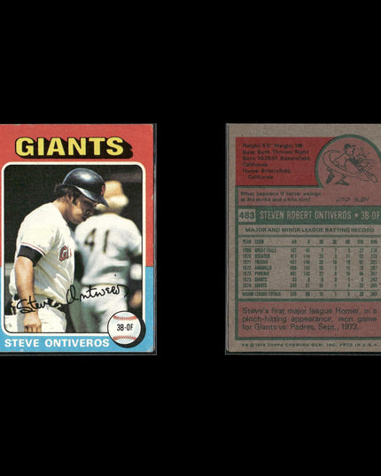 8-Card Lot Vintage 1975 Topps San Francisco Giants | MLB Baseball Trading Cards