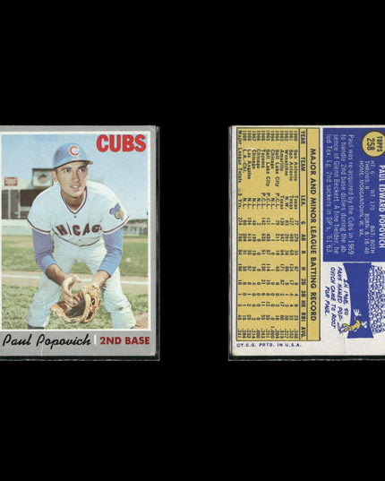 7-Card Lot Vintage 1970 Topps Chicago Cubs | MLB Baseball Trading Cards Team Lot