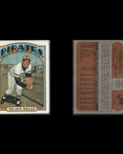 1972 Topps Pittsburgh Pirates Team Lot (14 Cards) Vintage Baseball MLB