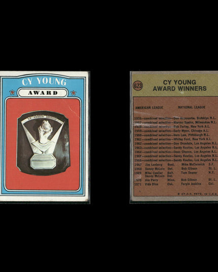 7-Card Lot Vintage 1972 Topps Baseball Awards | MLB Trading Cards Topps Vintage