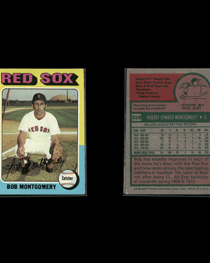 4-Card Lot Vintage 1975 Topps Boston Red Sox | MLB Baseball Trading Cards