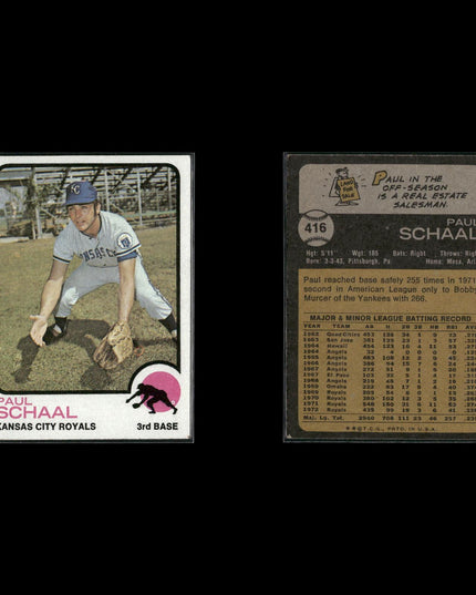 9-Card Lot Vintage 1973 Topps Kansas City Royals | MLB Baseball Trading Cards