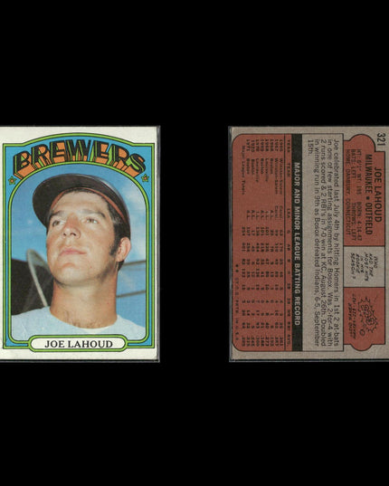 1972 Topps Milwaukee Brewers Team Lot (10 Cards) Vintage Baseball MLB
