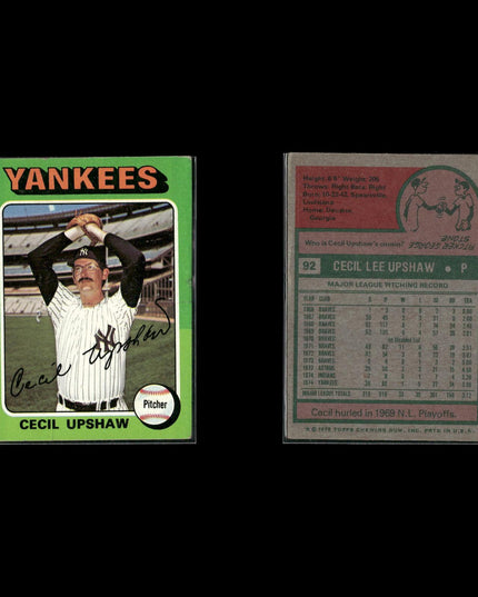 7-Card Lot Vintage 1975 Topps New York Yankees | MLB Baseball Trading Cards