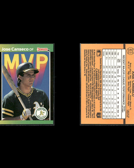 Jose Canseco 15-Card Lot A’s 80s-90s Slugger Collector Cards