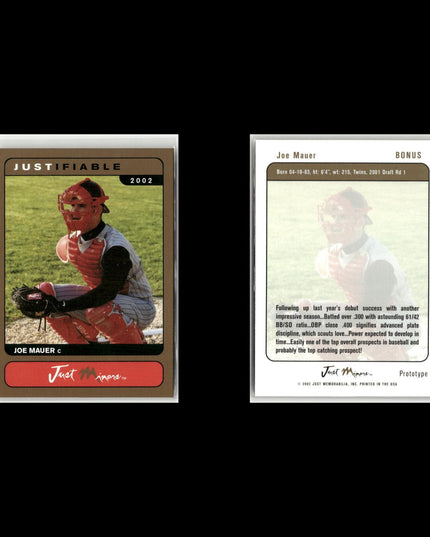Joe Mauer 2002 Justifiable Prototype Lot (5) Minnesota Twins Rookie Cards