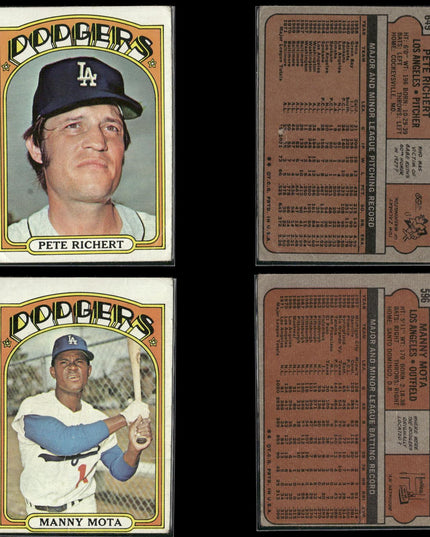 35-Card Lot Vintage 1972 Topps Los Angeles Dodgers | MLB Baseball Trading Cards