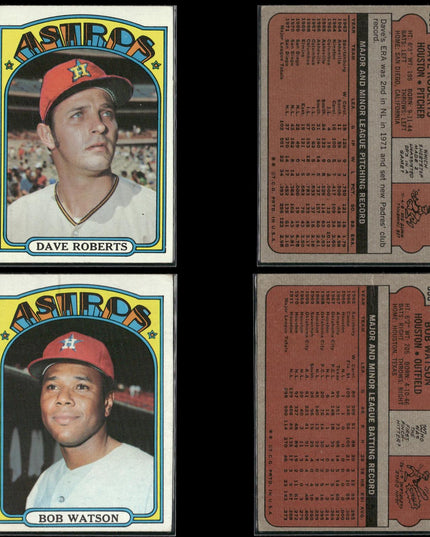 27-Card Lot Vintage 1972 Topps Houston Astros | MLB Baseball Trading Cards