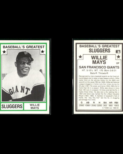 Willie Mays 6-Card Lot SF Giants “Say Hey Kid” HOF Legend