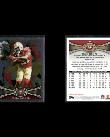 2010s Topps Chrome San Francisco 49ers Lot (6) w/ Kaepernick, Gore, Randy Moss