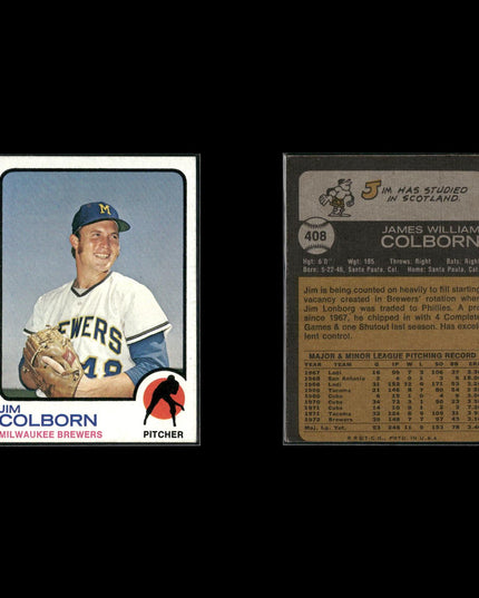 10-Card Lot Vintage 1973 Topps Milwaukee Brewers | MLB Baseball Trading Cards