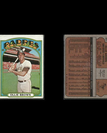 1972 Topps San Diego Padres Team Lot (8 Cards) Vintage Baseball MLB