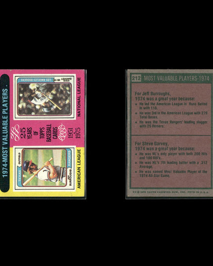 1975 Topps Baseball Lot (10) w/ Steve Garvey MVP, Rookie Infielders & Outfield RC