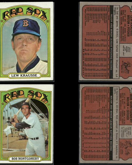 1972 Topps Boston Red Sox Team Lot (30 Cards) Vintage Baseball MLB