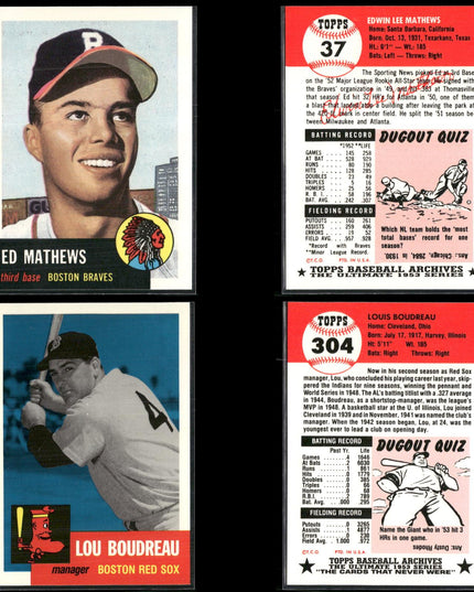 1991 Topps Archives 1953 Reprint Baseball Cards Lot (41) Vintage Style MLB