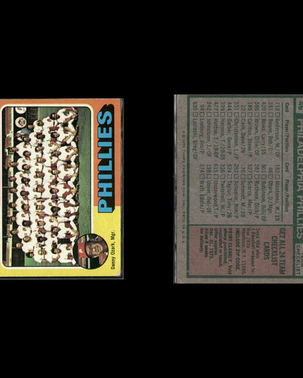 5-Card Lot Vintage 1975 Topps Philadelphia Phillies | MLB Baseball Trading Cards