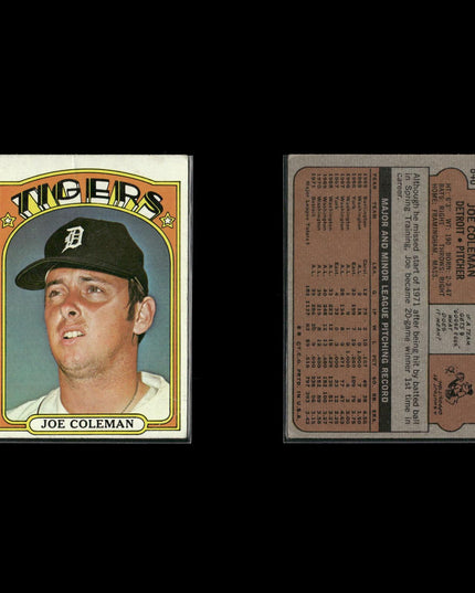 1972 Topps Detroit Tigers Team Lot (10 Cards) Vintage Baseball MLB