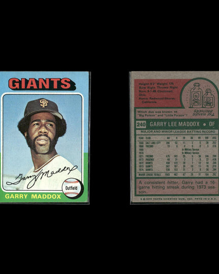 8-Card Lot Vintage 1975 Topps San Francisco Giants | MLB Baseball Trading Cards