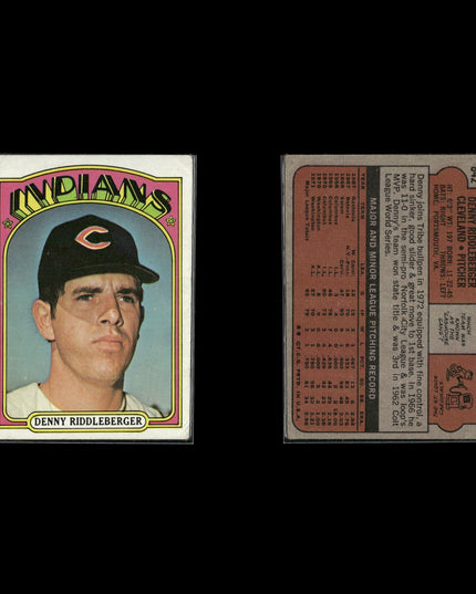 1972 Topps Cleveland Indians Team Lot (5 Cards) Vintage Baseball MLB