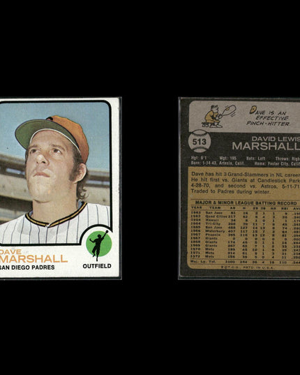 9-Card Lot Vintage 1973 Topps San Diego Padres | MLB Baseball Trading Cards