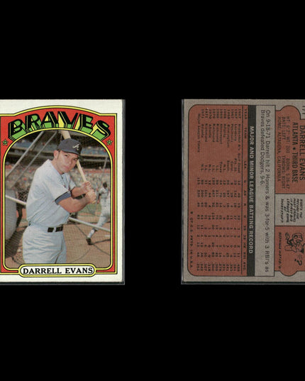 1972 Topps Atlanta Braves Team Lot (10 Cards) Vintage Baseball MLB