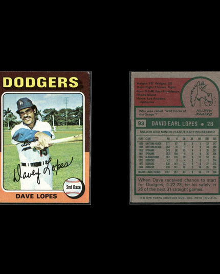 8-Card Lot Vintage 1975 Topps Los Angeles Dodgers | MLB Baseball Trading Cards
