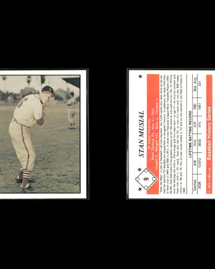 6x Stan Musial #9 1979 TCMA 1950s St. Louis Cardinals Baseball Card Lot