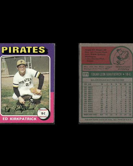 7-Card Lot Vintage 1975 Topps Pittsburgh Pirates | MLB Baseball Trading Cards