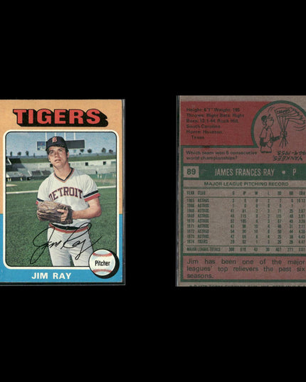 7-Card Lot Vintage 1975 Topps Detroit Tigers | MLB Baseball Trading Cards Topps