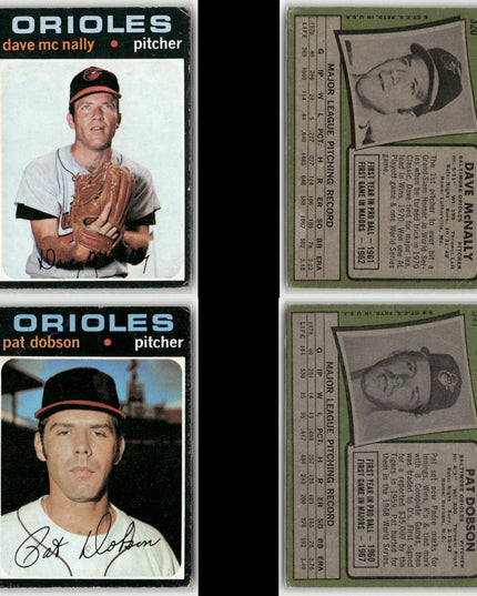 24-Card Lot Vintage 1971 Topps Baltimore Orioles | MLB Baseball Trading Cards