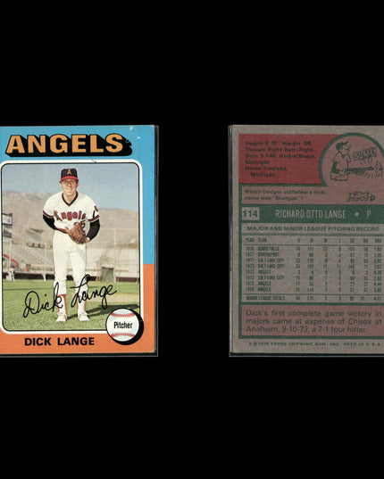 9-Card Lot Vintage 1975 Topps California Angels | MLB Baseball Trading Cards