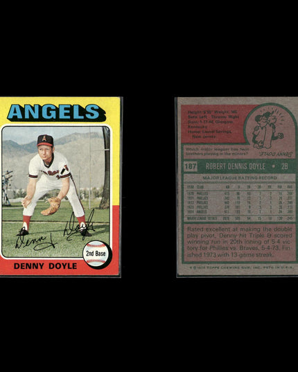 9-Card Lot Vintage 1975 Topps California Angels | MLB Baseball Trading Cards