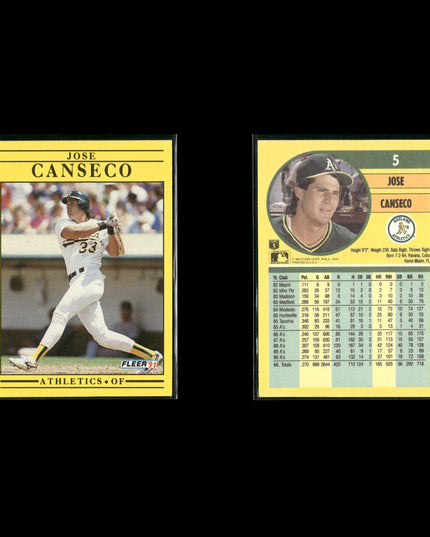 Jose Canseco 15-Card Lot Oakland A’s Bash Brother MVP Power Bat