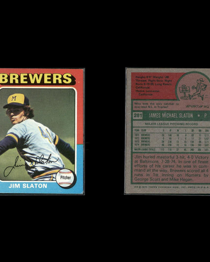 8-Card Lot Vintage 1975 Topps Milwaukee Brewers | MLB Baseball Trading Cards