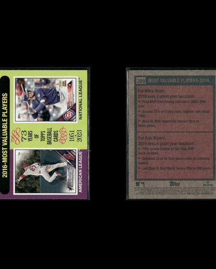 Kris Bryant 8-Card Lot Chicago Cubs 2016 MVP Rookie of Year